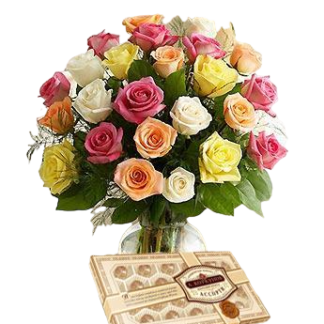 25 colorful roses with chokolates | Flower Delivery Kemerovo