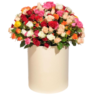 Mixed roses in a hatbox | Flower Delivery Kemerovo