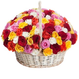 51 colorful roses in the basket | Flower Delivery Kemerovo